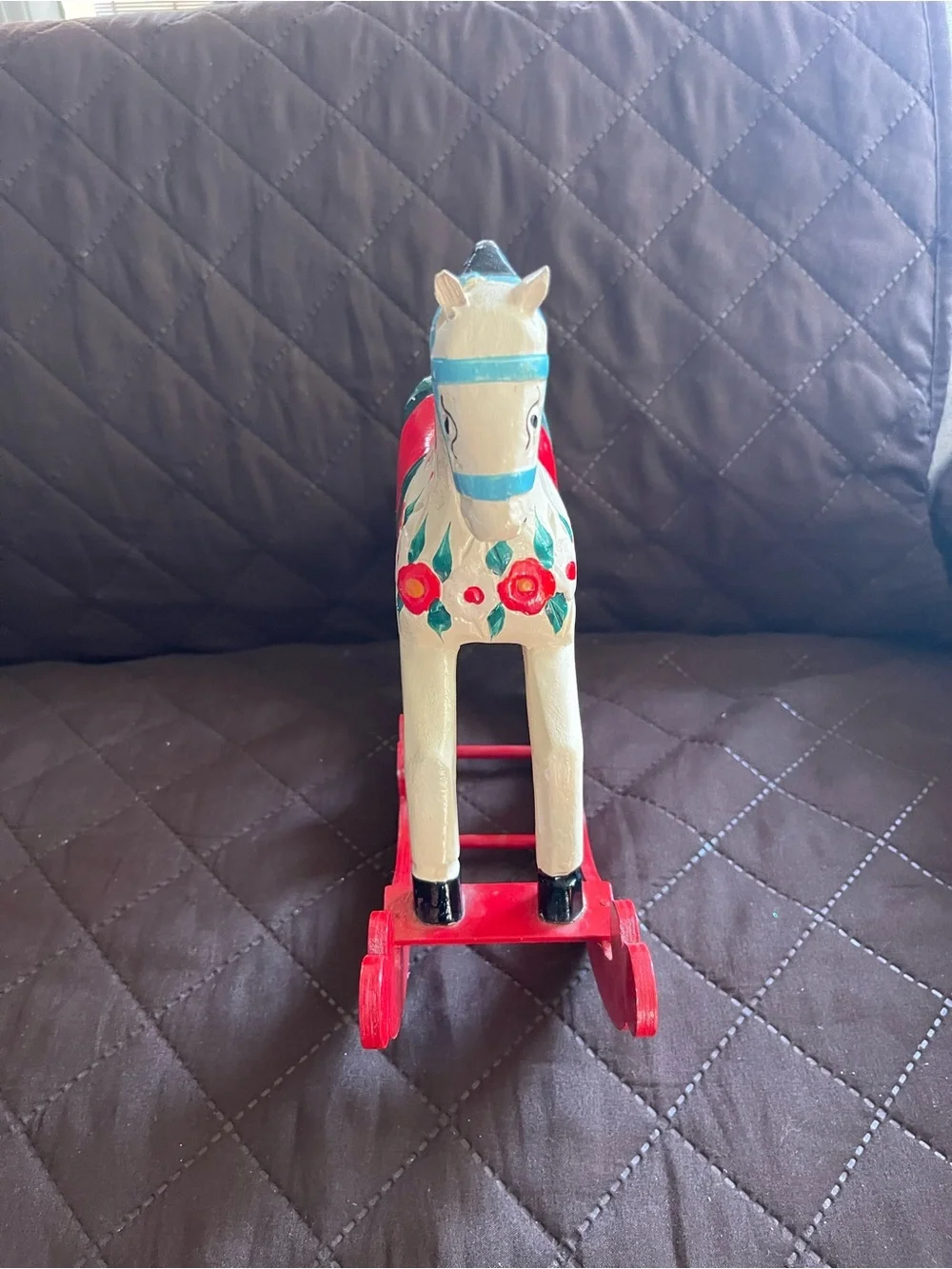 Vintage hand-painted wooden rocking horse